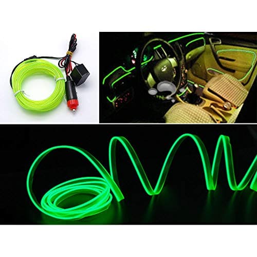 Addmotor 3M Electroluminescent Light El Wire String Glow Strobing Flexible Neon Light Wire EL Tape DC12V Inverter Cigarette Lighter Driver Powered For Car (Light Green)