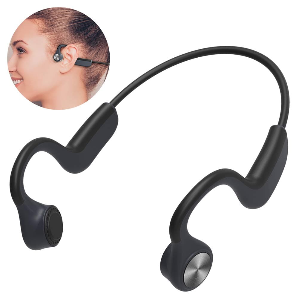 AKASO Bone Conduction Headphones Open Ear with Microphone Wireless Bluetooth 5.0 Sports Headsets for Jogging Running Sports and Fitness