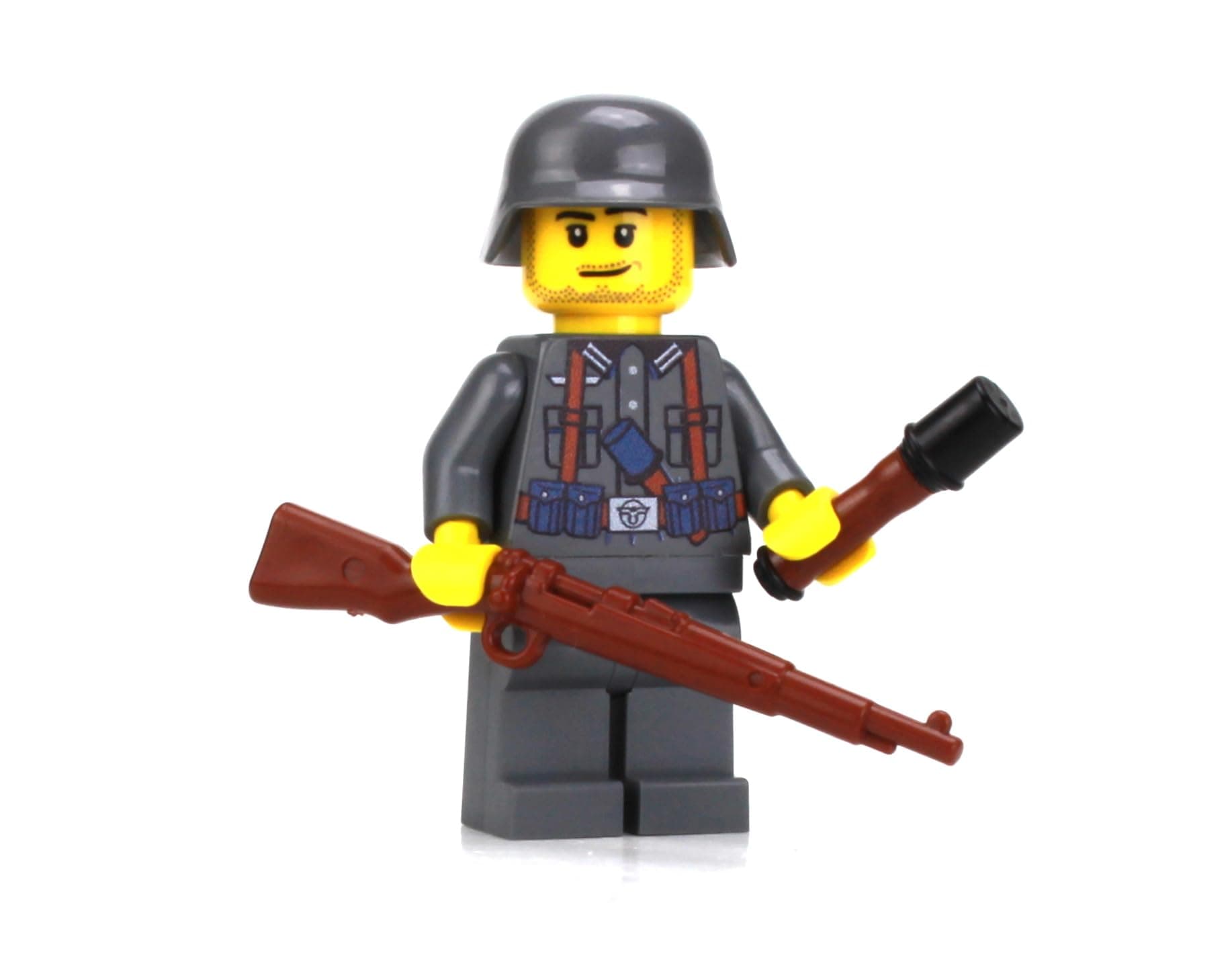 1.6 Inches Tall German Kar98 WW2 Soldier Custom Minifigure | Printed in The USA | Genuine Military Minifig | Great Gift for Ages 8+ to Adult AFOL