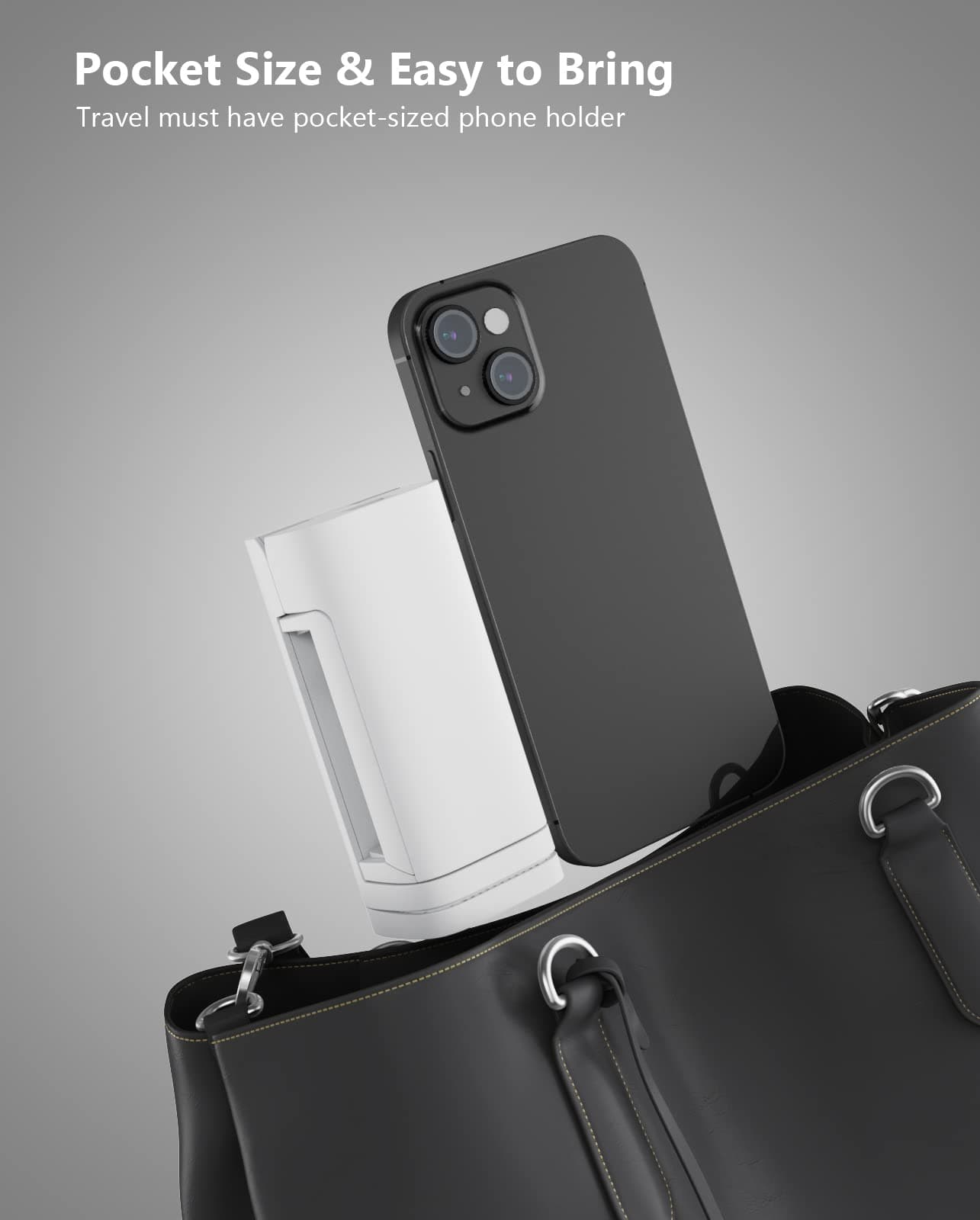 MiiKARE Portable Airplane Phone Holder-360° Rotation Phone Holder for Plane,Hands-Free Travel Essentials for Flying,Foldable Pocket-size Phone Stand Holiday Essentials Compatible iPhone&Android-White