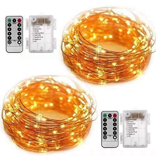 String Lights, LED Lights - Fairy Lights Xmas Lights Outdoor Lights,33 feet Copper Wire,Outdoor Decor Lighting for Bedroom,Birthday Parties,Wedding and Decorations Water-Proof(2 Pack,100Leds)