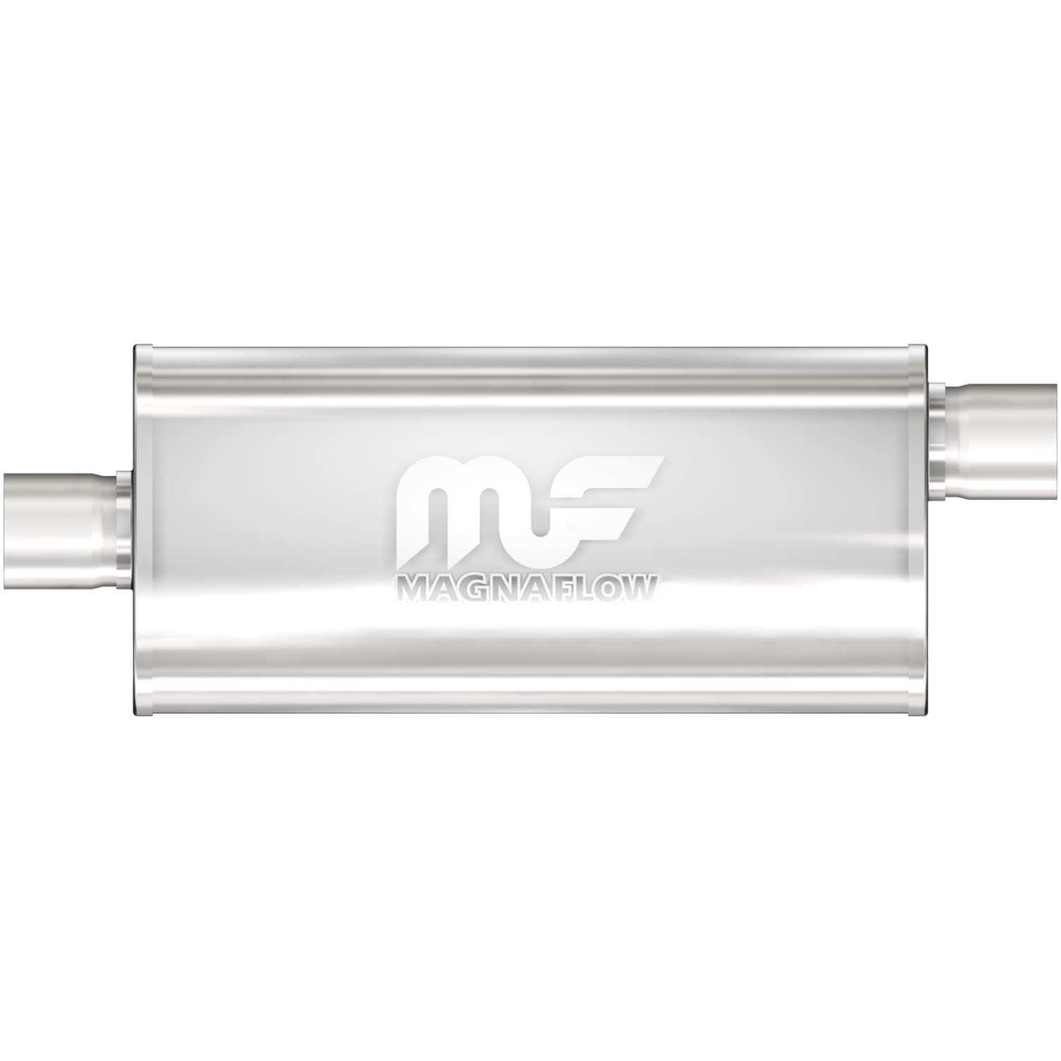 MagnaFlow Performance Exhaust Muffler 12225: 2.25"/2.25" Inlet/Outlet, 5x8x14" Oval, Stainless Steel, Satin Finish