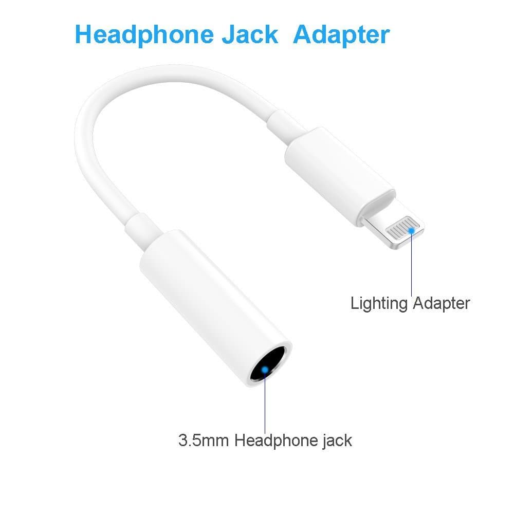 Adapter Headphone Jack, for Phone Headphone Adapter, Lighting to 3.5 mm Headphone Jack Adaptor