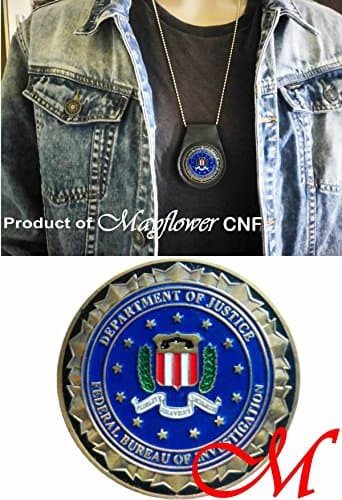Mayflower CNF Coin &Leather Holder - Challenge Coin of Federal Bureau of Investigation (FBI) Fidelity, Bravery, Integrity