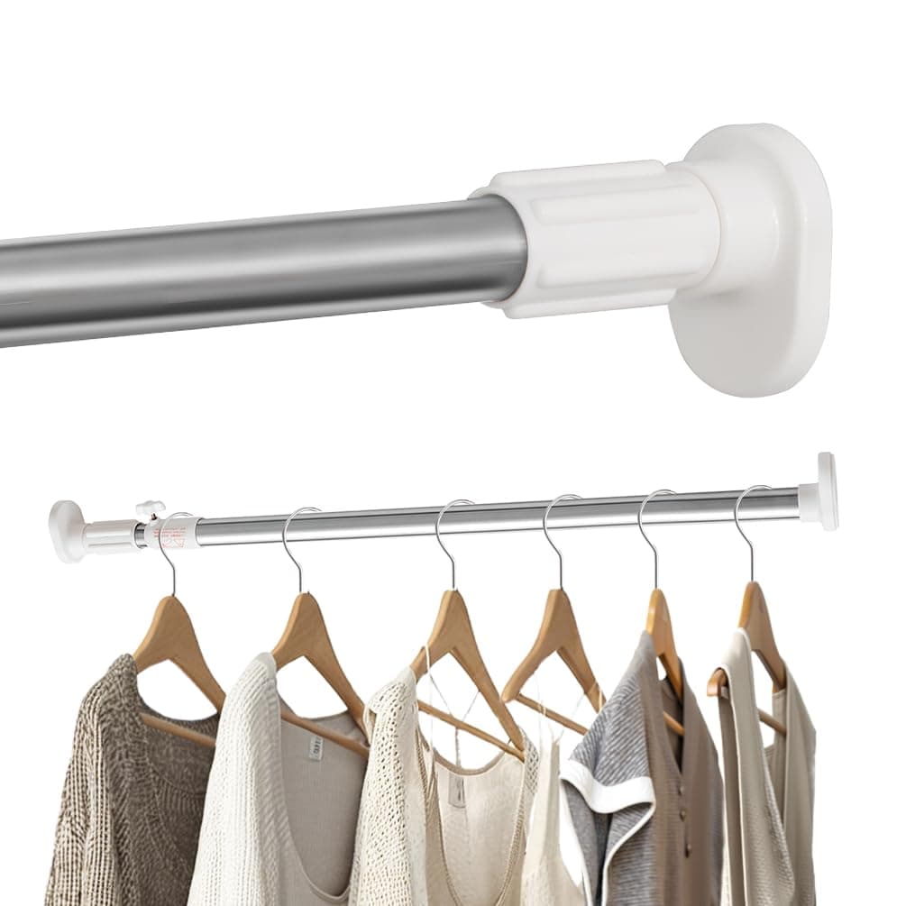 Hershii Expandable Window Shower Curtain Tension Rod Oval Head Clothes Hanging Bar Rail for Closet Wardrobe, No Drilling, 25.4mm Pipe Diameter