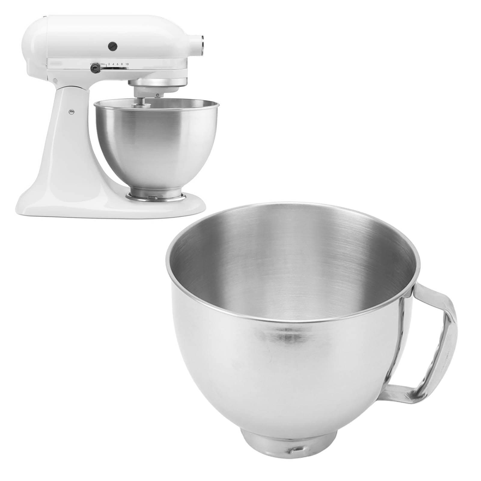 Stainless Steel Mixer Bowl for Cassic 4.5Q & 5QT Series Stainless Steel Bowl with Handle Mixing Bowl Replacement Mixer Accessories Dishwasher