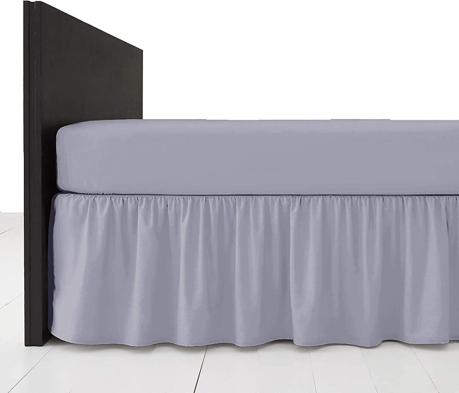 British Home Bedding - Plain Polycotton Extra Deep Frilled Bed Base Valance Sheet (Grey, Single)