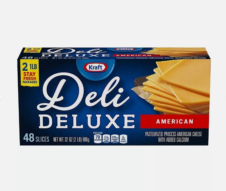 Kraft Deli Deluxe American Cheese Slices, 48 ct 2LB