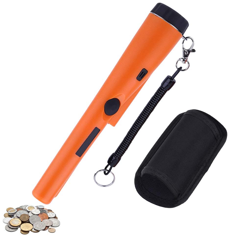XuelieeMetal Detector Pinpointer - Waterproof 360°Search Treasure Pinpointing Finder Probe with Belt Holster for Adults and Kids (Orange)
