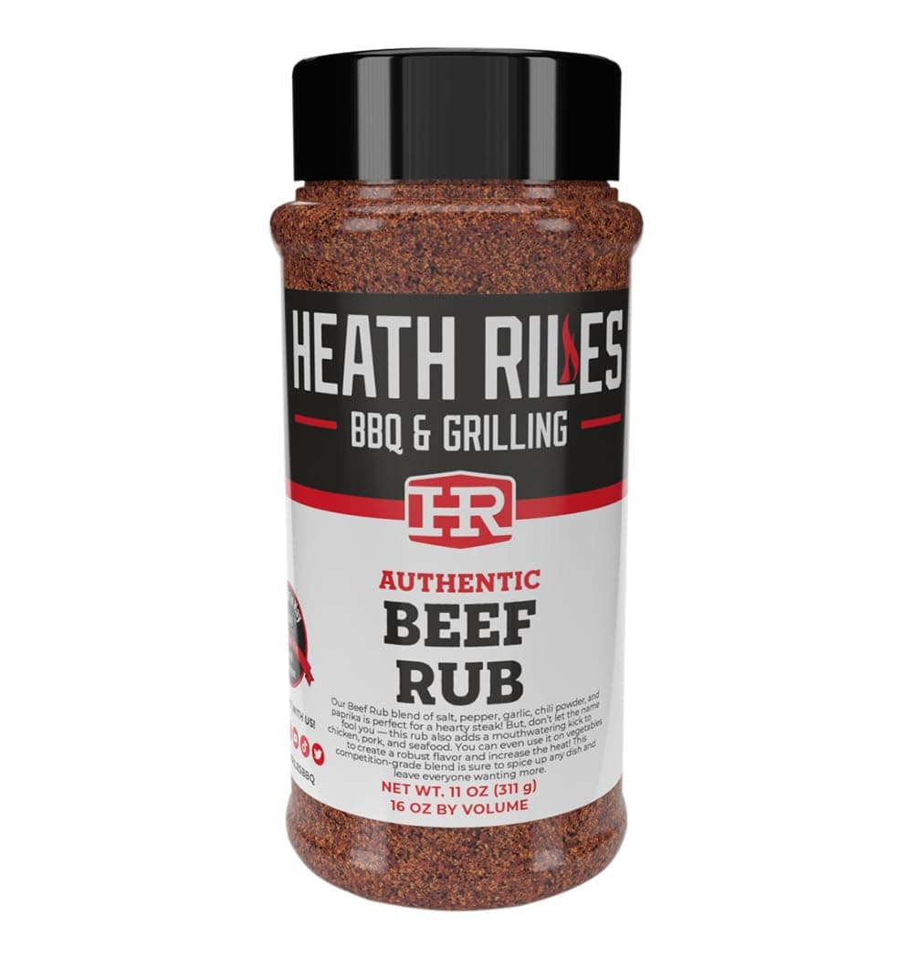 Heath Riles BBQ Beef Rub Seasoning, Champion Pitmaster Recipe, Shaker Spice Mix, 11 oz.
