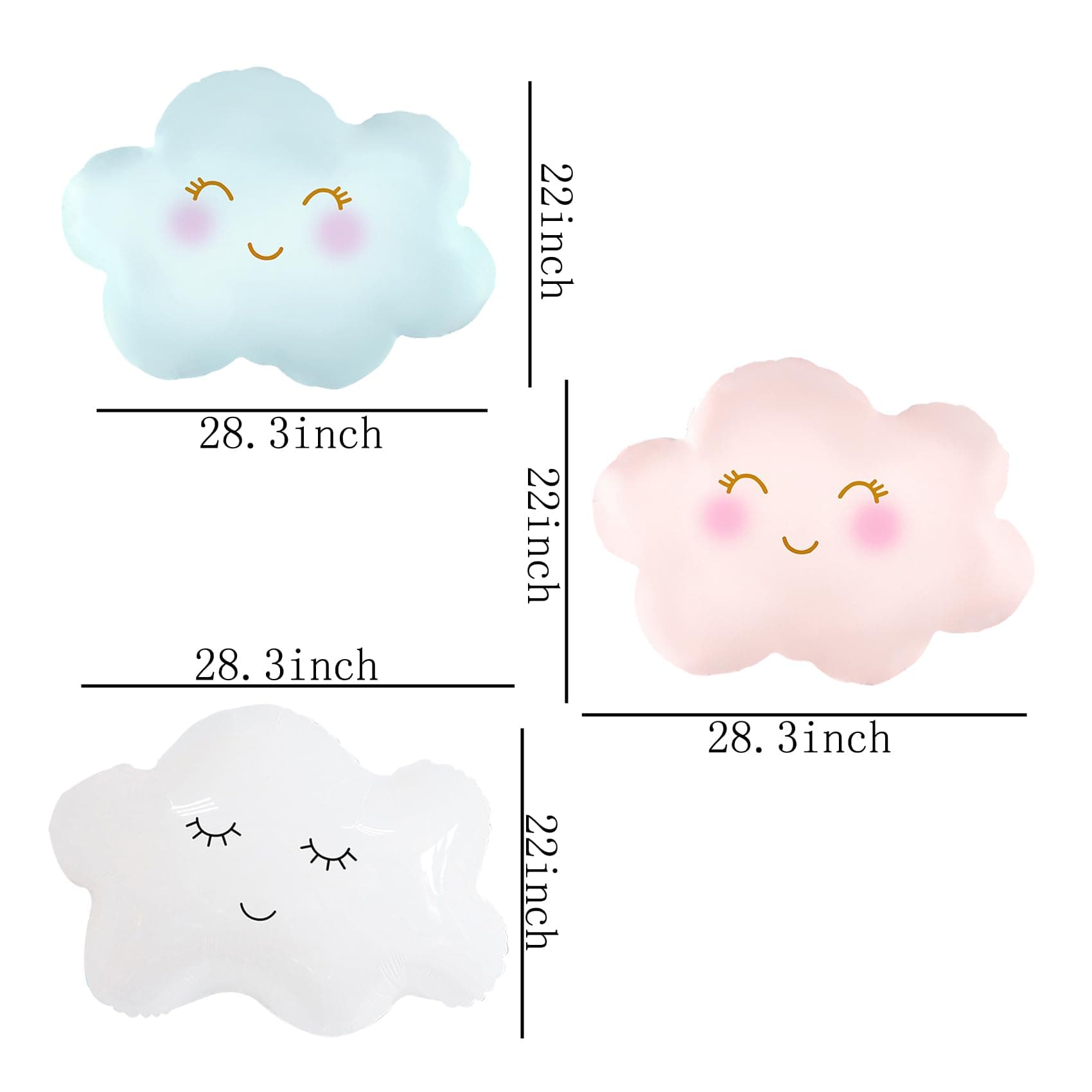 OSAMUHA 6PCS Cloud Balloons Foil Mylar Smile Cloud Balloons for Baby Shower and Birthday Party Decorations Supplies