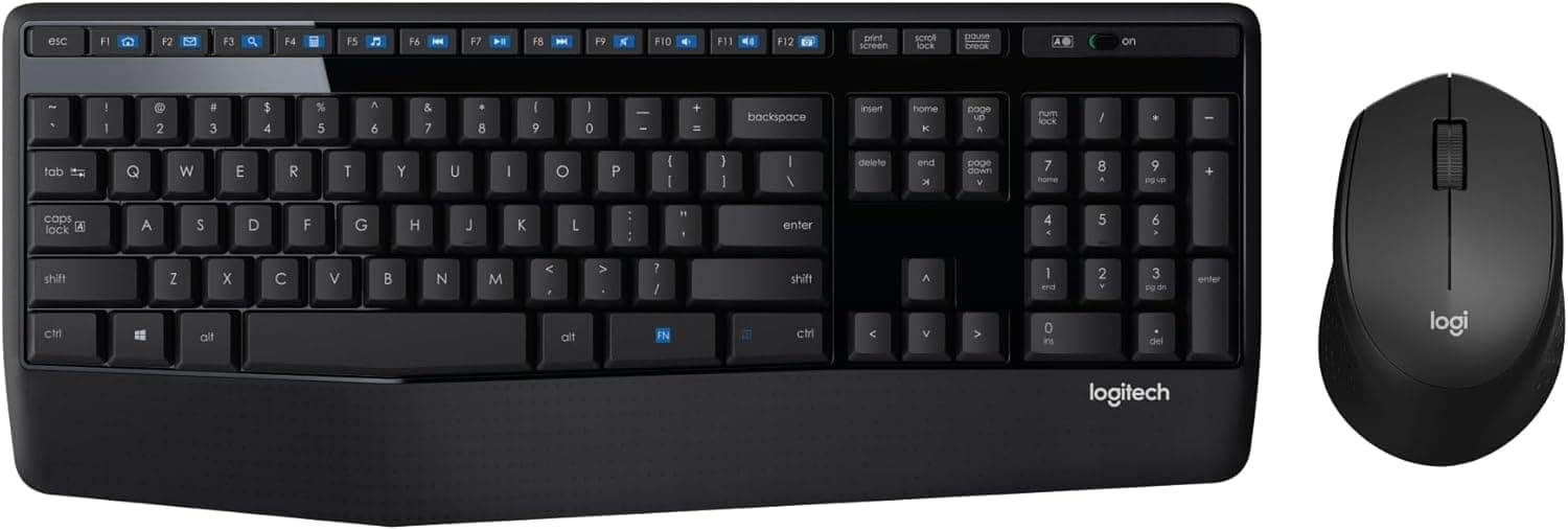 Logitech MK345 Wireless Combo Full-Sized Keyboard with Palm Rest and Comfortable Right-Handed Mouse, 2.4 GHz Wireless USB Receiver, Compatible with PC, Laptop - Black