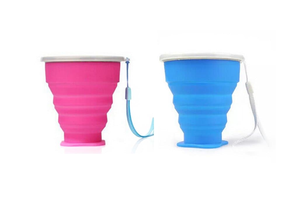 UMI Direct 2 PCS Silicone Outdoor Collapsible Travel Drinking Cup/Portable Collapsible Travel Camping Mug Silicone BPA-Free Silicon Cup Pop-up Travel Bowl Travel Cup for Camping and Hiking(Blue,Pink