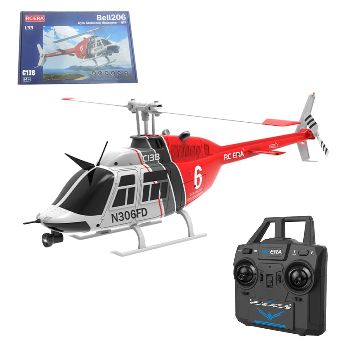 FunXylophy RC Helicopter for Adults, C138 2.4G 6CH Single-Rotor Without Ailerons Military Remote Control Helicopter Outdoor, Aircraft for Beginners (RTF Version)