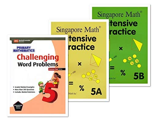 Singapore Math 3 Books Set for Grade 5 - Singapore Math Intensive Practice 5A & 5B, Challenging Word Problems Grade 5