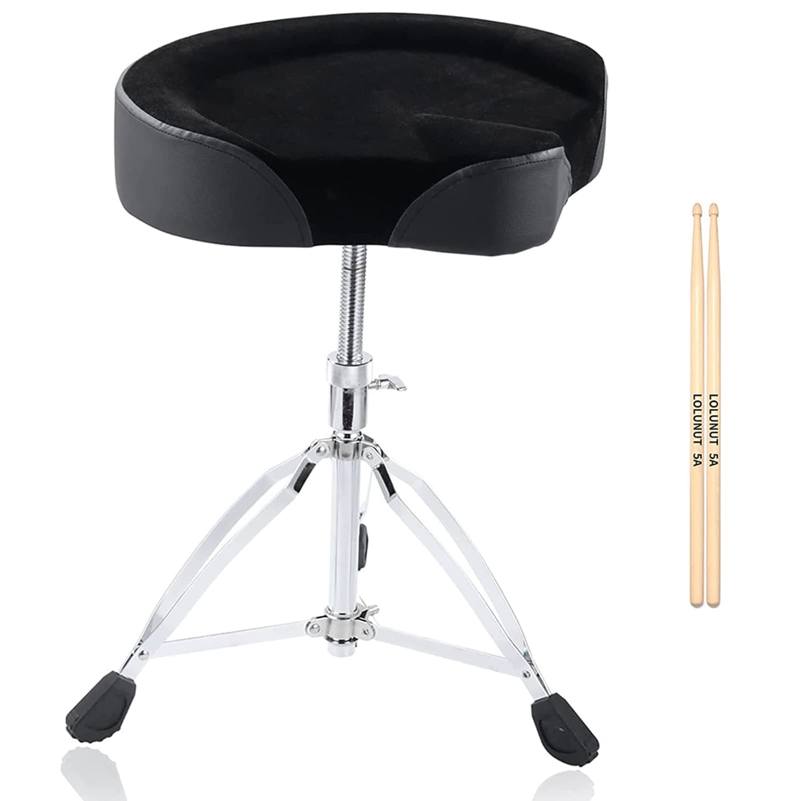 Drum Throne,Drum Stool Height Adjustable Chair,Heavy Duty Motorcycle Style Seat with 5A Drum Sticks for Drummers