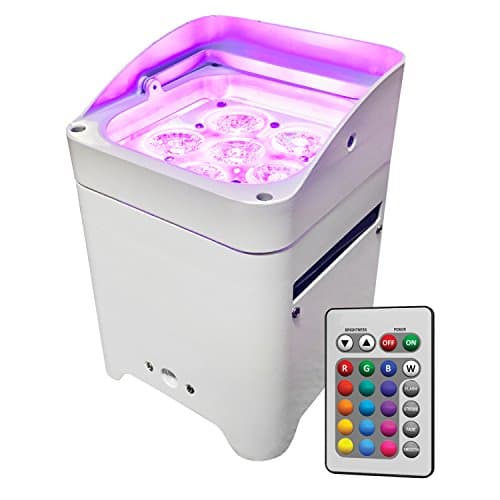 EZ Up-Light Hex-6 - LED Battery Powered Wireless - Control by Smart Phone App, Wireless Remote, DMX, Audio, Auto. White Case