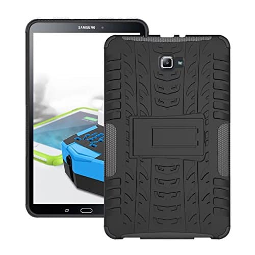 Samsung Galaxy Tab A6 10.1 2016 T580 T585 Case, BAUBEY Rugged Tough Armor Heavy Duty Shockproof Hard Rubber Case Cover Stand for Samsung Galaxy Tab A6 10.1 2016 SM-T580 SM-T585 (Black)