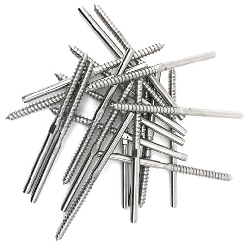Senmit Lag Screw Stud Thread Fitting Terminal, 1/8" Cable Railing Hardware Stainless Steel 316 Marine Grade 20 Pack