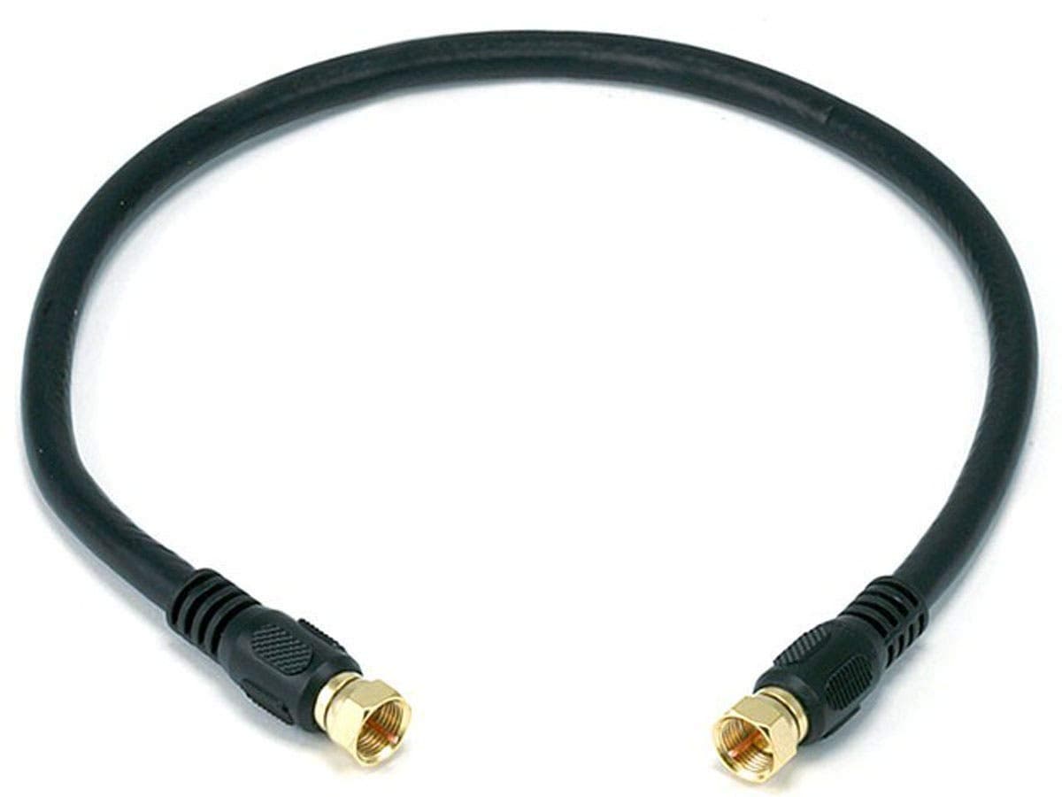 Monoprice RG6 Quad Shield CL2 Coaxial Cable with F Type Connector 1.5Ft 105359