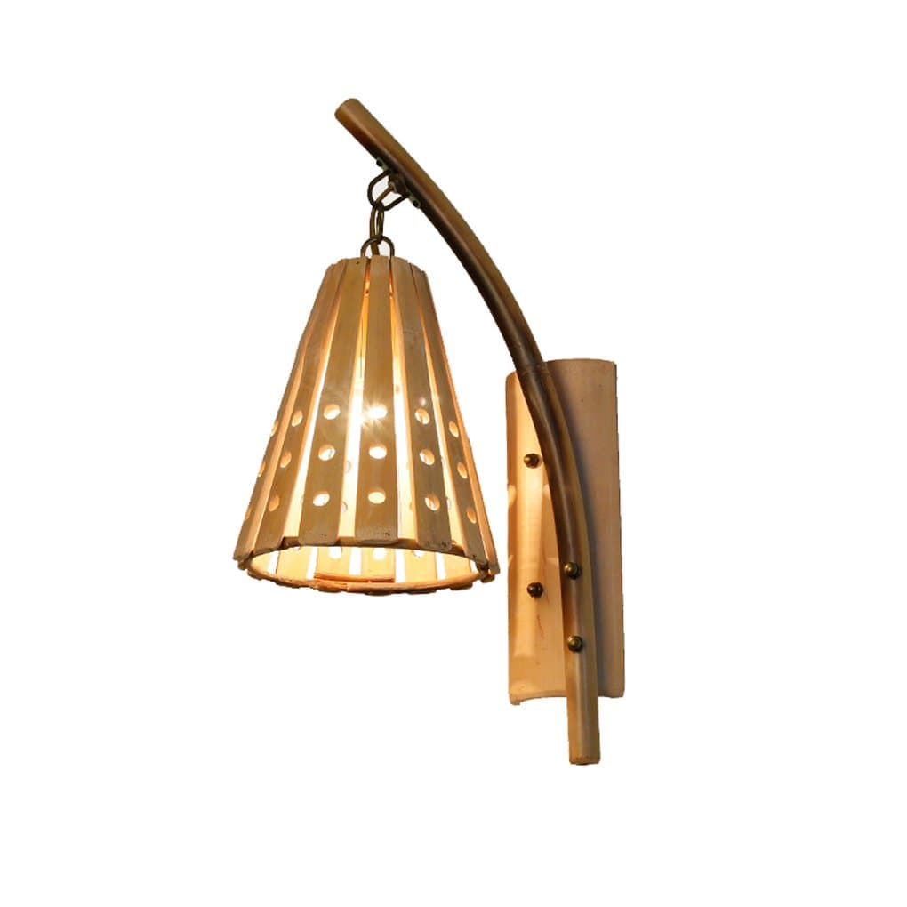 DFHHG® Wall lamp, Creative Original Ecology Bamboo Wall lamp Simple Hollow Bamboo Light Restaurant Japanese-Style Korean Style Bamboo Bamboo Light Wall lamp E27 American Bedside (Color : Single)
