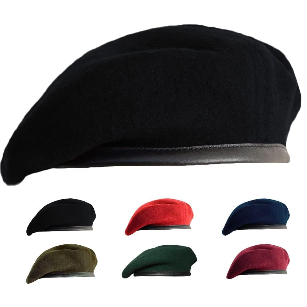 British Military Berets for Men and Women,Wool and Leather Army Beret Hats