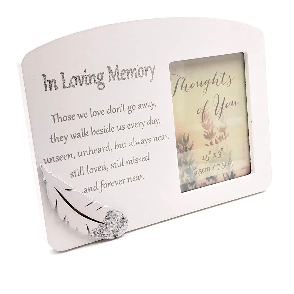 Memorial In Loving Memory Silver Feather Remembrance Photo Frame