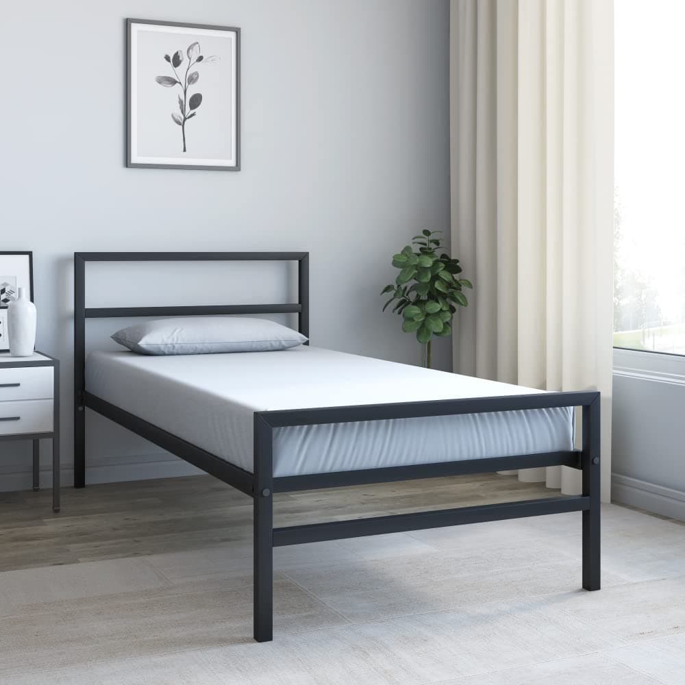 Nilkamal SLEEP Striker Single Size Metal Bed (Black)