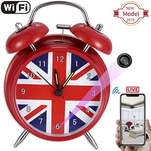 anvi WiFi Spy Hidden Camera Alarm Clock with HD 1080P Wireless Real-time Live Stream on Smartphone APP, Video Surveillance Recording, Remote Control and Security Monitoring Motion Detection