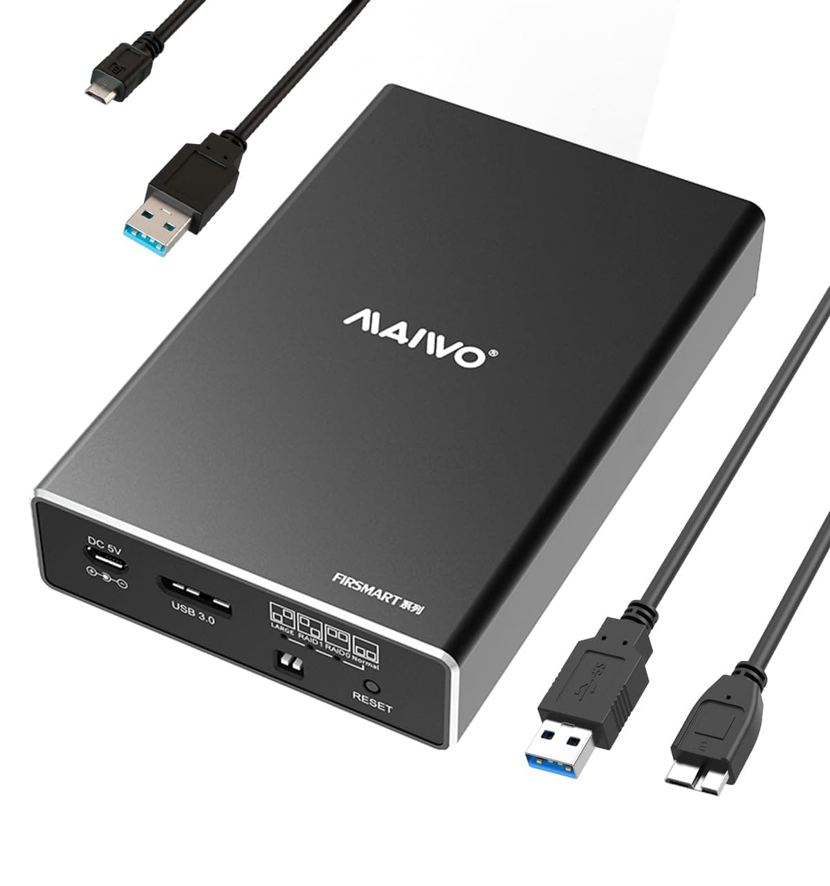 MAIWO 2 Bay 2.5 inch USB 3.0 SATA Hard Drive HDD RAID Enclosure Support RAID 0/1 RAID Mode RAID Storage Case Up to 12TB