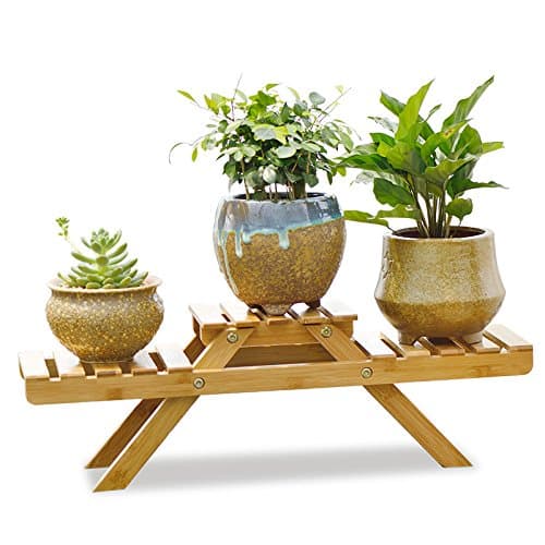 Indoor Potted Shelf Bamboo Plant Stand on Desk for Succulents and Plants Patio Freestanding,3 Tier