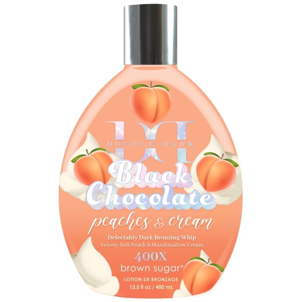 Brown Sugar Peaches & Cream 400X Double Dark Black Chocolate Bronzing Whip Tanning Lotion – Ultra Rich Skin Softening Formula for Deep, Long-Lasting Color – 13.5 oz