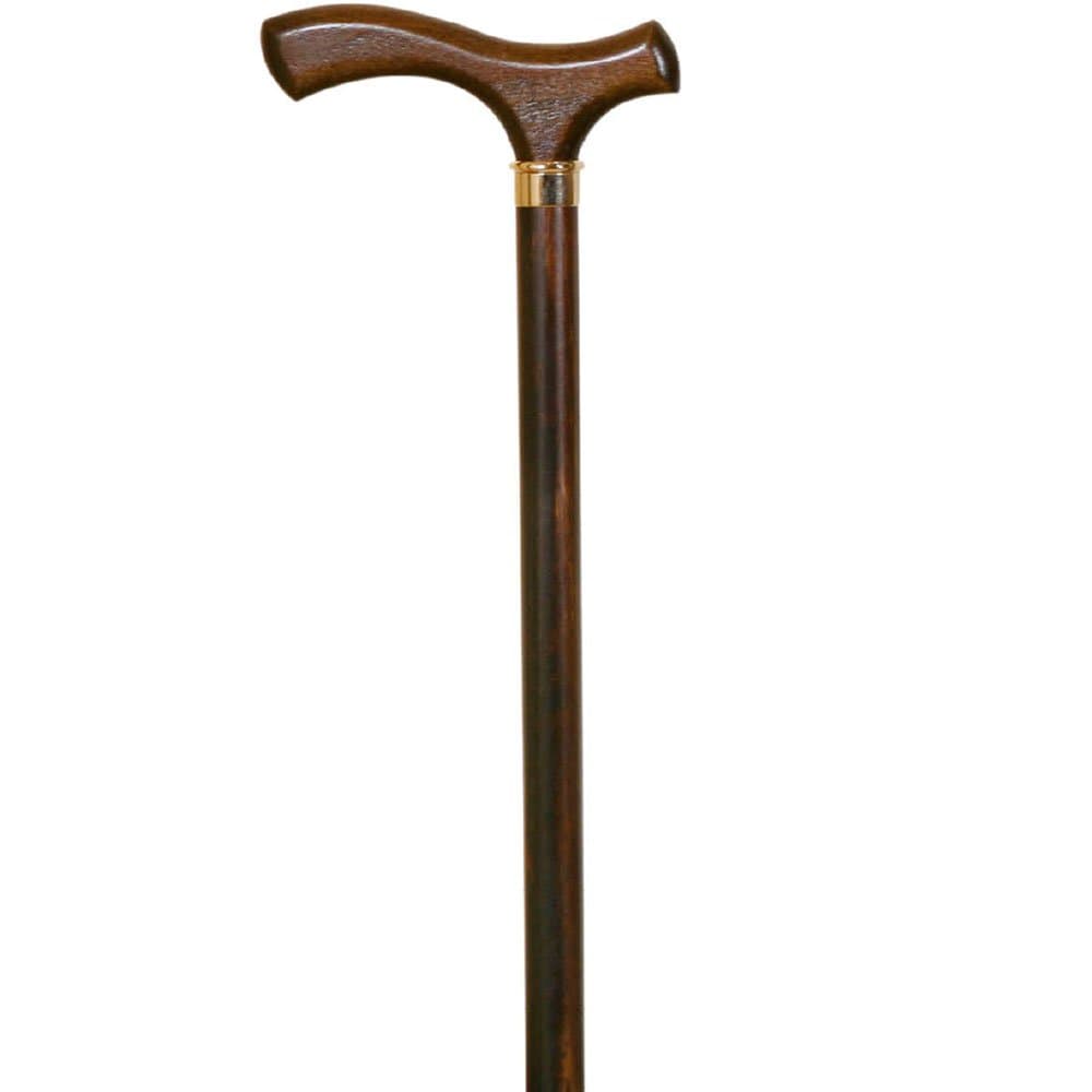 DebonaireWooden Fritz with Gold Ring Brown Beechwood Walking Stick