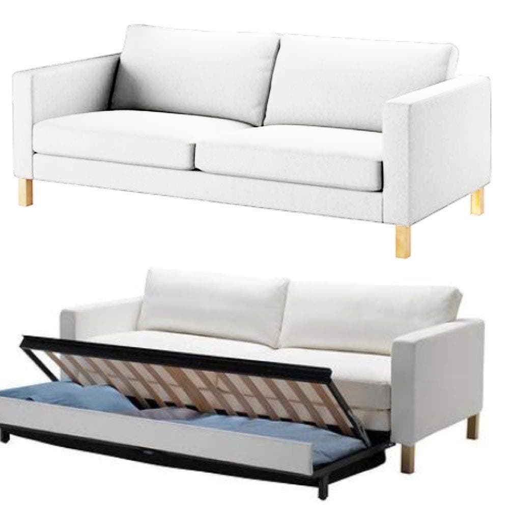 HomeTown Market Durable Cotton Sofa Cover Only! Sofa is Not Included! Karlstad 3 Seater Sofa Bed Cover Replacement Fits IKEA Karlstad Sleeper Slipcover. (White)