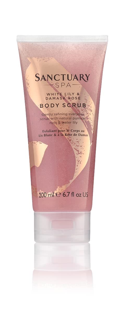Spa White Lily and Damask Rose Body Scrub with Natural Pumise and Essential Oils, Vegan and Cruelty Free, 200ml