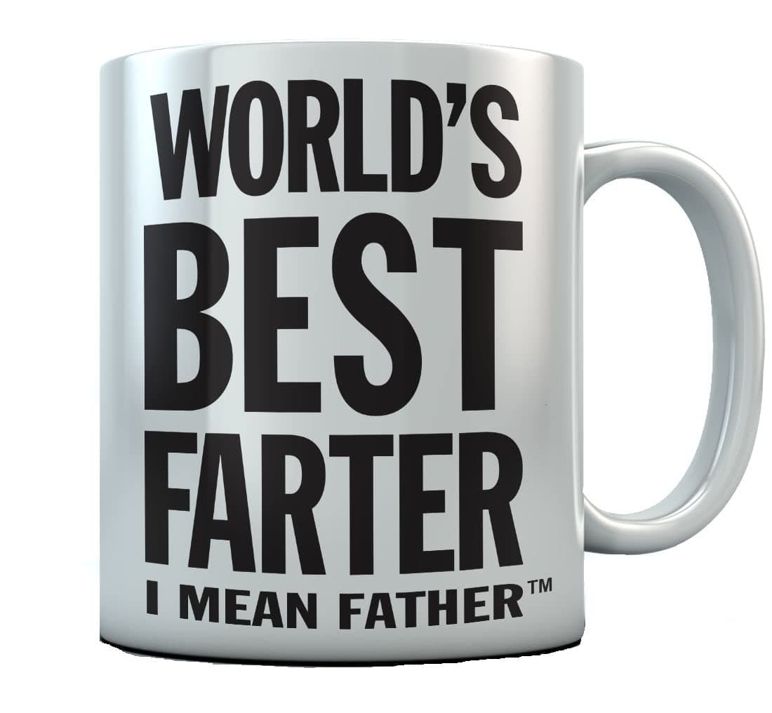 World's Best Farter I Mean Father Coffee Mug Funny Dad Mug Fathers Day Mugs Gifts from Kids Son Dads Coffee Cup 11 Ounce White