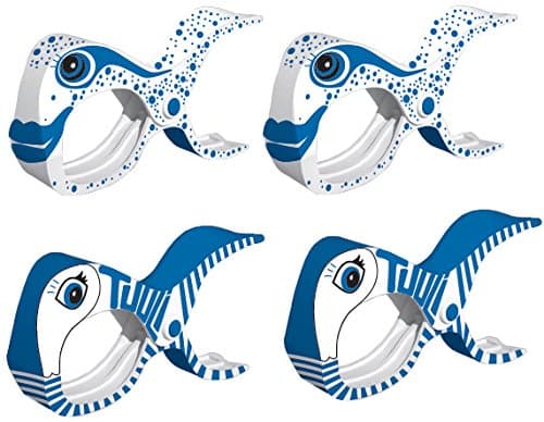 tuuli Accessories Summer Clips Large Pegs for Beach Towel Laundry Clothes Quilt Camping Garden Kite Surf Sunbed Sun Lounger Buggy Accessory (2x Blue + 2x White)