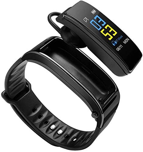 Y3 Plus Talk Band 0.96 Color Screen 2 in 1 Bluetooth Headset Smart Bracelet Handsfree Smart Watch Fitness Headset Earphone for Android iOS (Black)