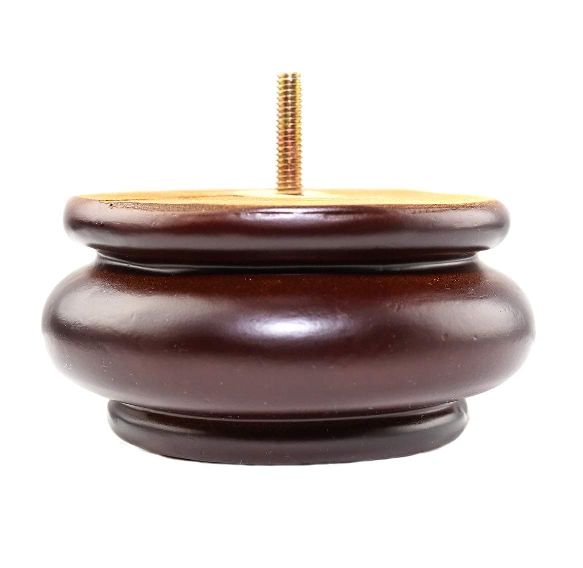 ProFurnitureParts 2.5" Inch Walnut Round Turned Bun Style Wood Sofa Legs Set of 4