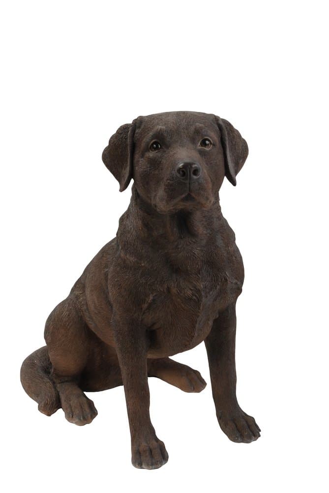 Hi-Line Gift Ltd Sitting Labrador Retriever Dog Statue, Brown