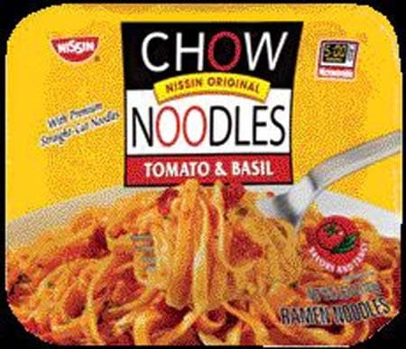 Nissin Microwavable Chow Noodles Tomato & Basil 3.63 oz (Pack of 8)