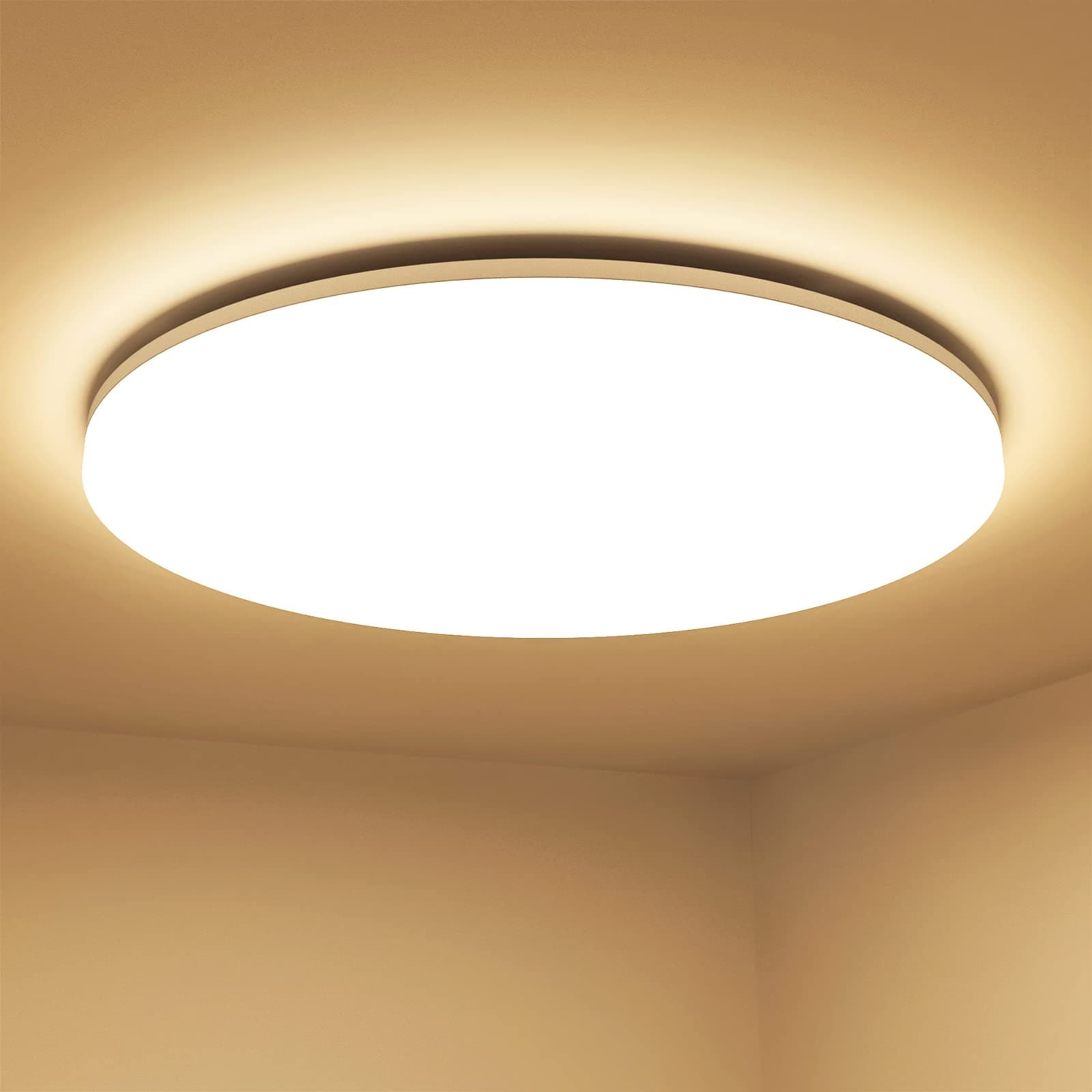 Lepro 11 inch 24 watt Flush Mount LED Ceiling Light 2400 Lumen 200 watt Equivalent, Waterproof, 3000 Kelvin Soft Warm White Bright Ceiling Fixture for Bedroom, Bathroom, Kitchen,Laundry, Living Room