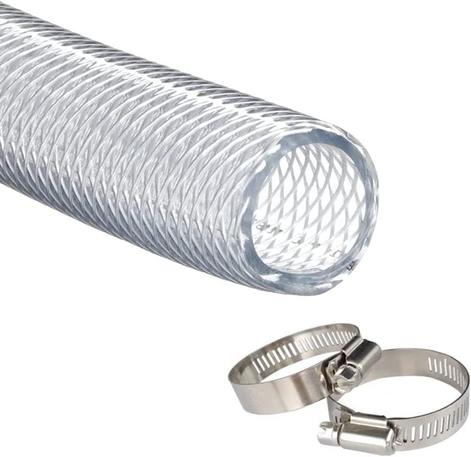High Pressure Braided Clear Flexible PVC Tubing 1/2" ID,10ft