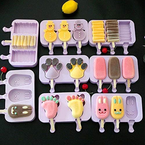 MZY1188 Ice-Cream Silicone Mould,Reusable Ice Cubes Tray Freeze Mold Silicone Ice Cream Mold DIY Ice Cream Mould Tool With 50 Wood Stick