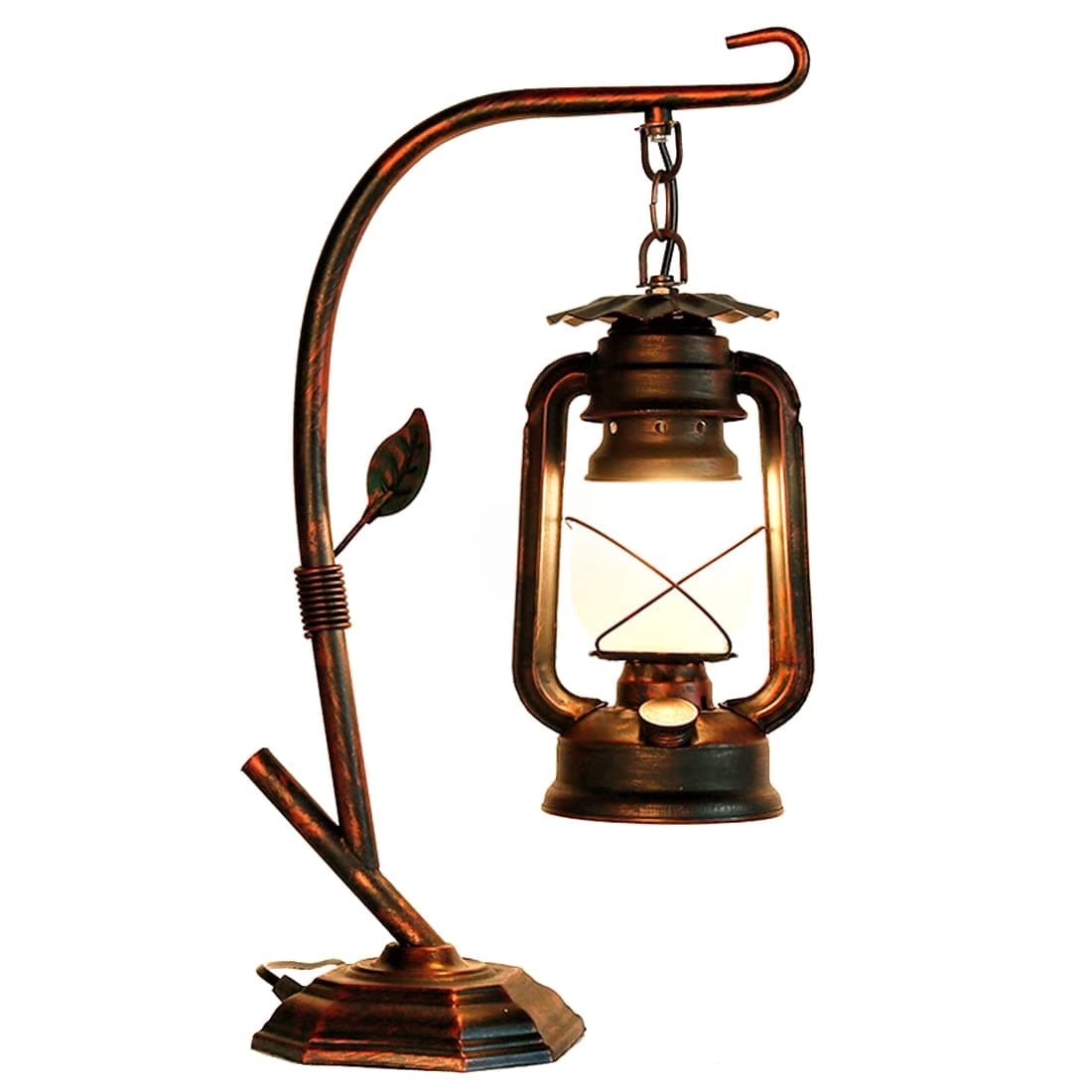 Rustic Table Lamp,Lamps for Nightstand,Farmhouse Lantern Table Lamps for Living Room,Table Lamps for Bedroom,Small Bedside Lamp,Living Room Lamps for End Tables (Elen Shade)