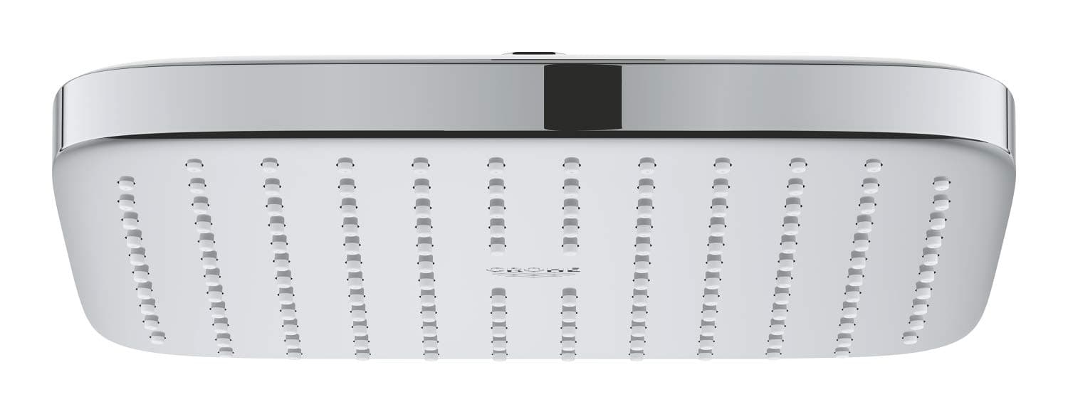 Vitalio Comfort 250 - Cube Shower Head with Relaxing Rain Spray (Anti-Limescale System, Min. Recommended Pressure 1.0 bar, Water Saving 9.5 l/min Flow Limiter), Size 25 x 25 cm, Chrome, 26695000
