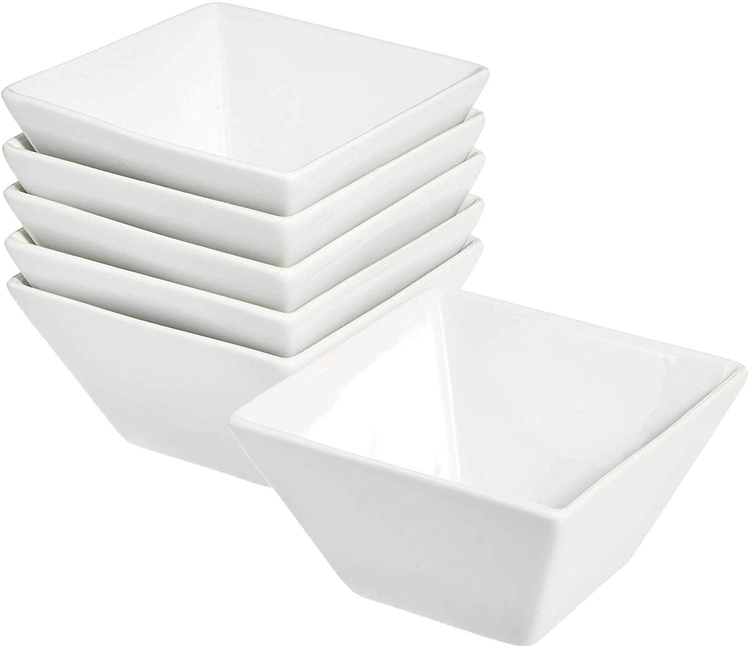 Danxia Salad Bowls Porcelain Square 12×12×6.5cm - Set of 6, White