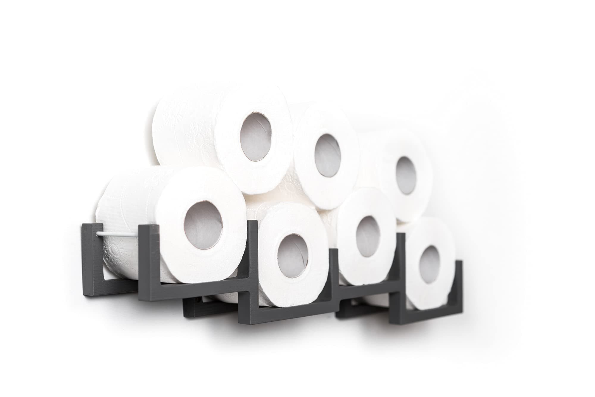 Wood Toilet Paper Holder Shelf Wood Holder for Toilet Paper-Bricks (Grey)