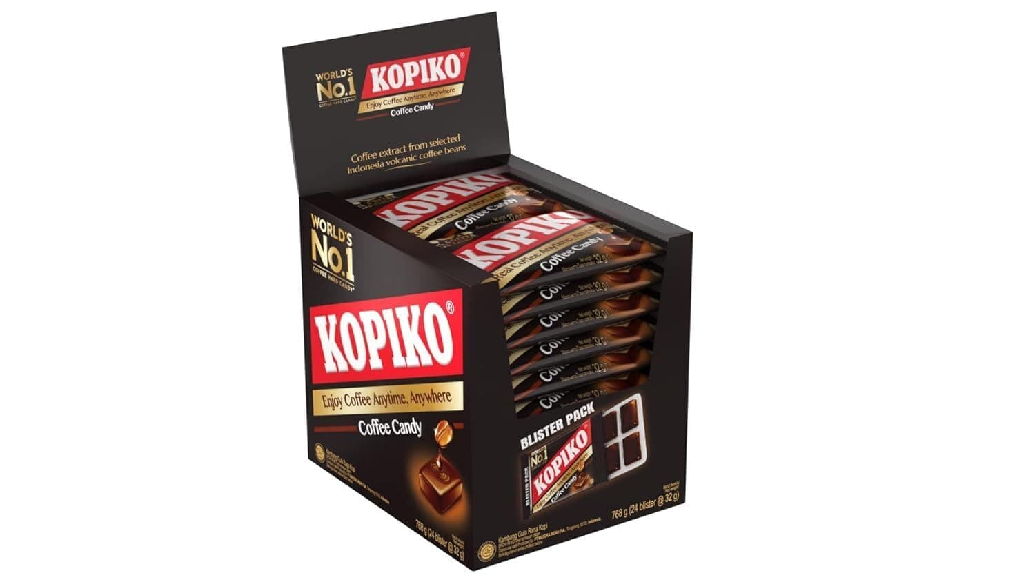 Kopiko Coffee Candy-Your Travel Pocket Coffee for All Occasions-Hard Candy Made From Indonesian Coffee Beans-Contains Real Coffee Extract for Best Flavor 1.13 Ounce Pack of 24, Brown
