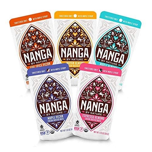 Nanga By Nature - Organic Chocolate Covered Almonds and Pecans - Dark Chocolate Dusted Nuts - Maple Sweetened - Paleo Snacks - Fair Trade - Sprouted - Gluten Free - Vegan (10 pack)